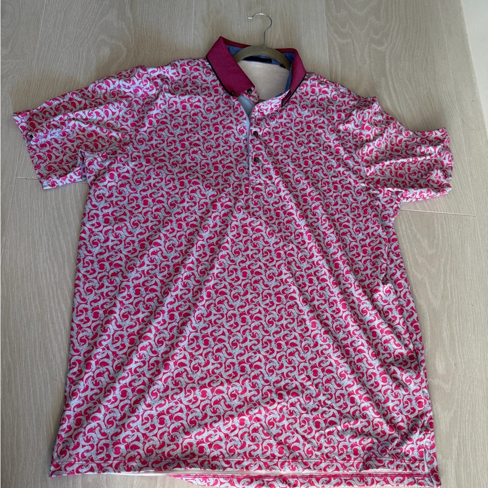 Greyson Red and White Patterned Polo Shirt